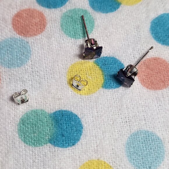 Amethyst Sterling Silver Square Studs - Picture 5 of 5